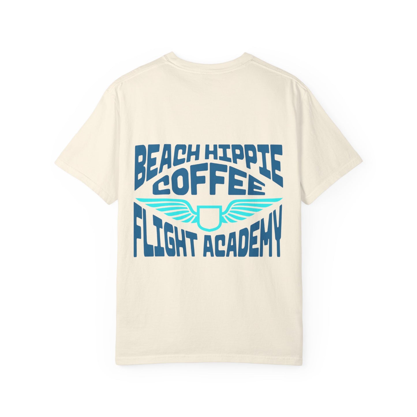 Beach Hippie Coffee Flight Academy T-shirt, Unisex Summer Tee, Cozy Casual Wear, Beach Vibes Shirt, Gift for Coffee Lovers, Vacation Apparel