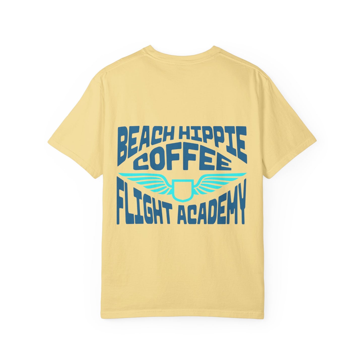 Beach Hippie Coffee Flight Academy T-shirt, Unisex Summer Tee, Cozy Casual Wear, Beach Vibes Shirt, Gift for Coffee Lovers, Vacation Apparel