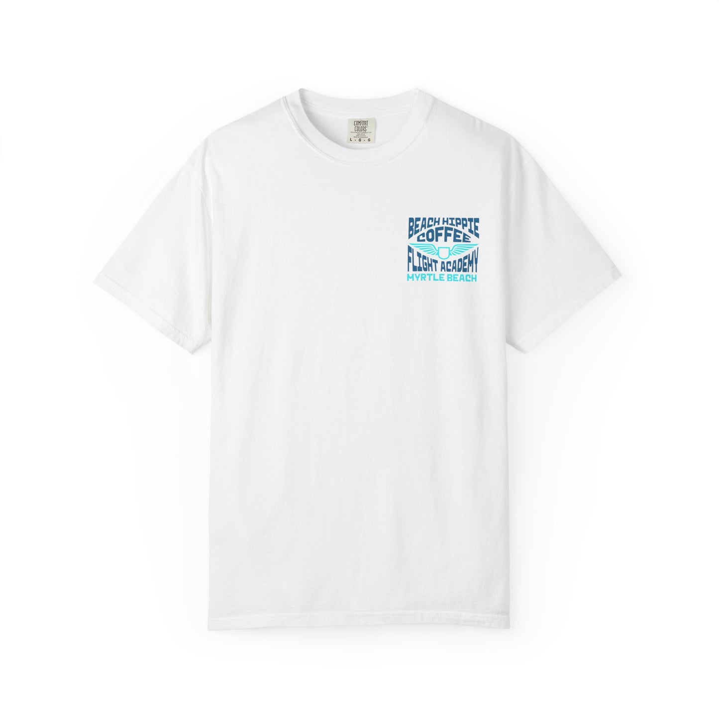 Beach Hippie Coffee Flight Academy T-shirt, Unisex Summer Tee, Cozy Casual Wear, Beach Vibes Shirt, Gift for Coffee Lovers, Vacation Apparel