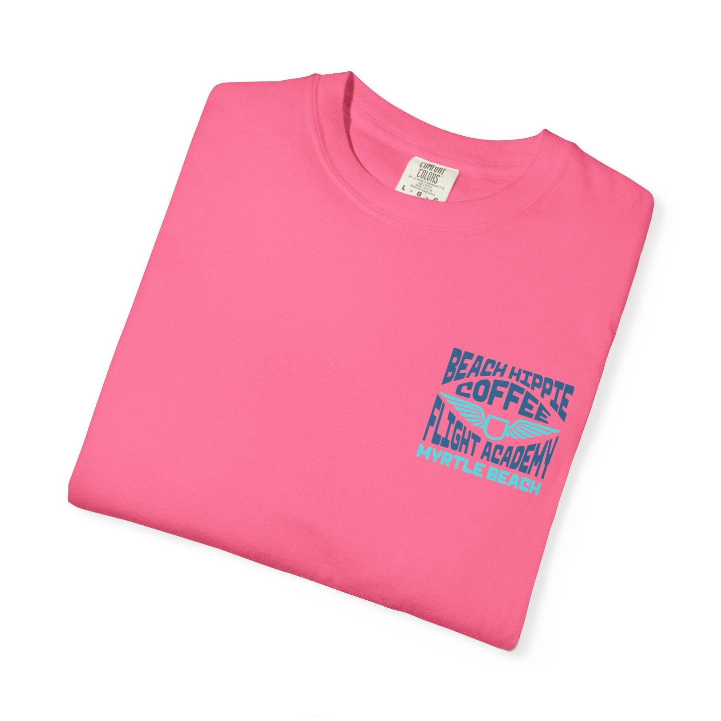 Beach Hippie Coffee Flight Academy T-shirt, Unisex Summer Tee, Cozy Casual Wear, Beach Vibes Shirt, Gift for Coffee Lovers, Vacation Apparel
