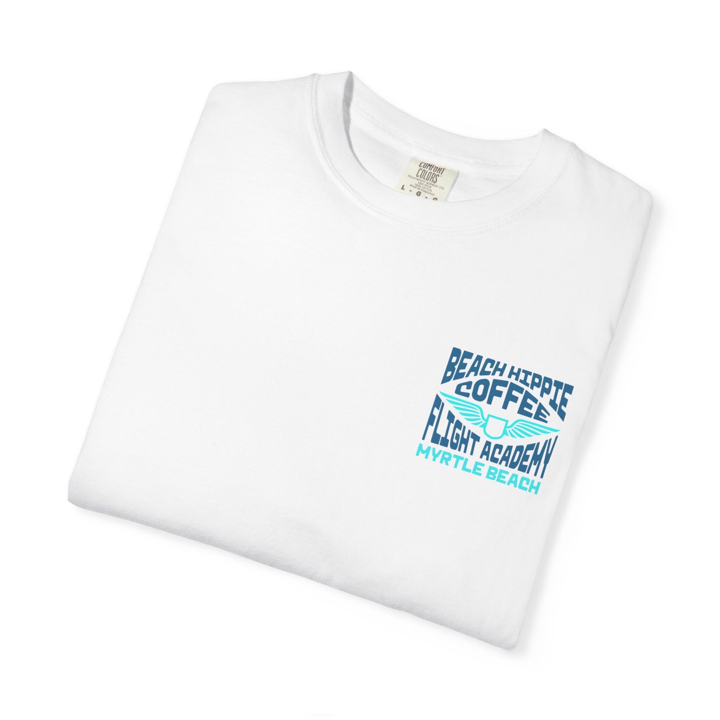 Beach Hippie Coffee Flight Academy T-shirt, Unisex Summer Tee, Cozy Casual Wear, Beach Vibes Shirt, Gift for Coffee Lovers, Vacation Apparel