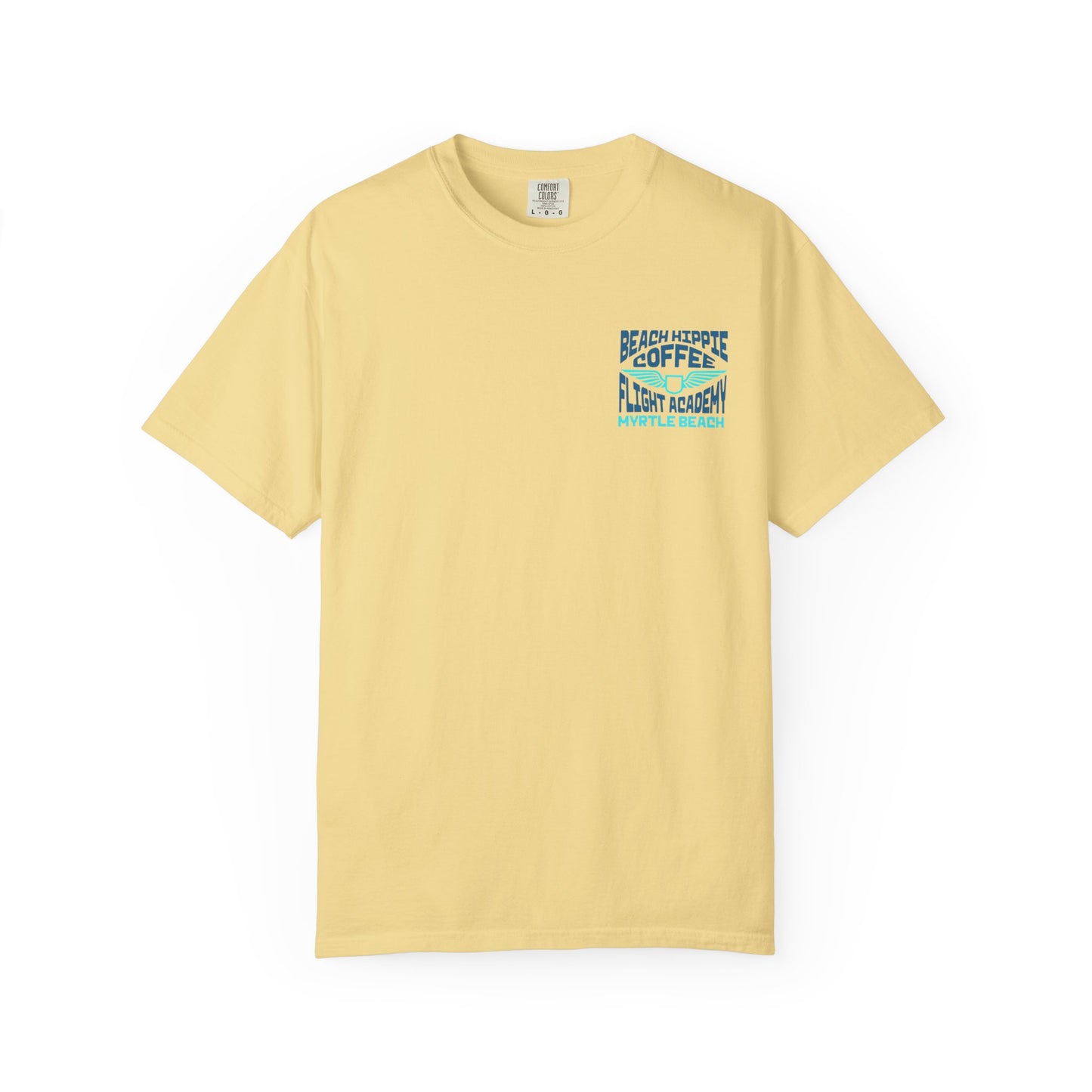 Beach Hippie Coffee Flight Academy T-shirt, Unisex Summer Tee, Cozy Casual Wear, Beach Vibes Shirt, Gift for Coffee Lovers, Vacation Apparel