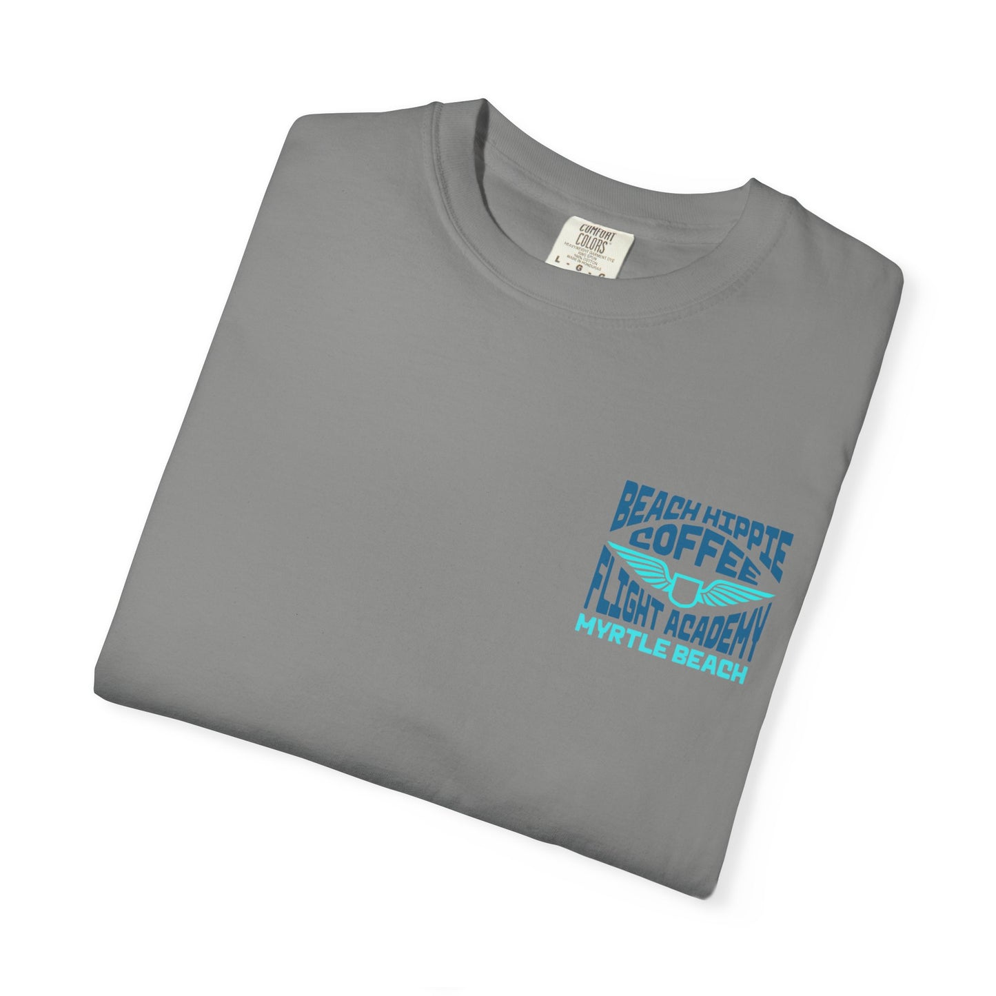 Beach Hippie Coffee Flight Academy T-shirt, Unisex Summer Tee, Cozy Casual Wear, Beach Vibes Shirt, Gift for Coffee Lovers, Vacation Apparel