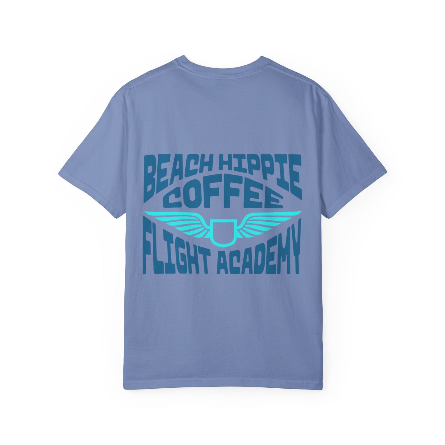 Beach Hippie Coffee Flight Academy T-shirt, Unisex Summer Tee, Cozy Casual Wear, Beach Vibes Shirt, Gift for Coffee Lovers, Vacation Apparel