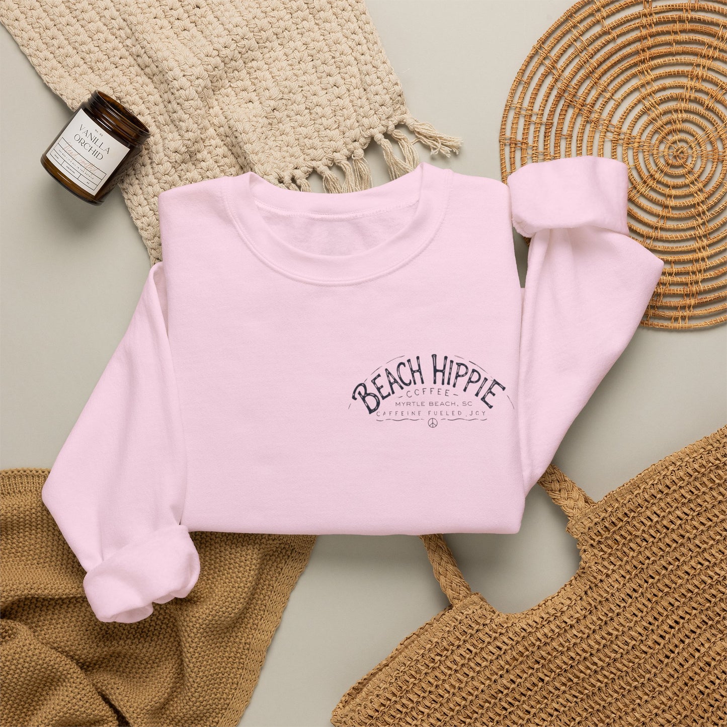 Beach Hippie Crewneck Sweatshirt — Casual Coastal Pullover