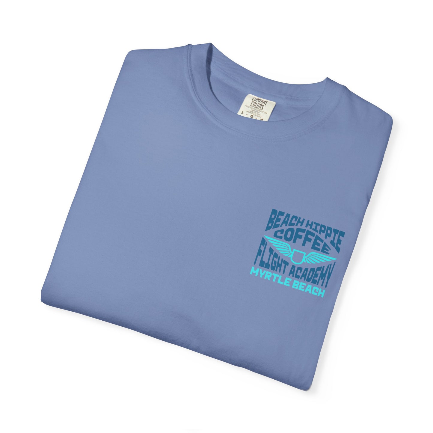 Beach Hippie Coffee Flight Academy T-shirt, Unisex Summer Tee, Cozy Casual Wear, Beach Vibes Shirt, Gift for Coffee Lovers, Vacation Apparel