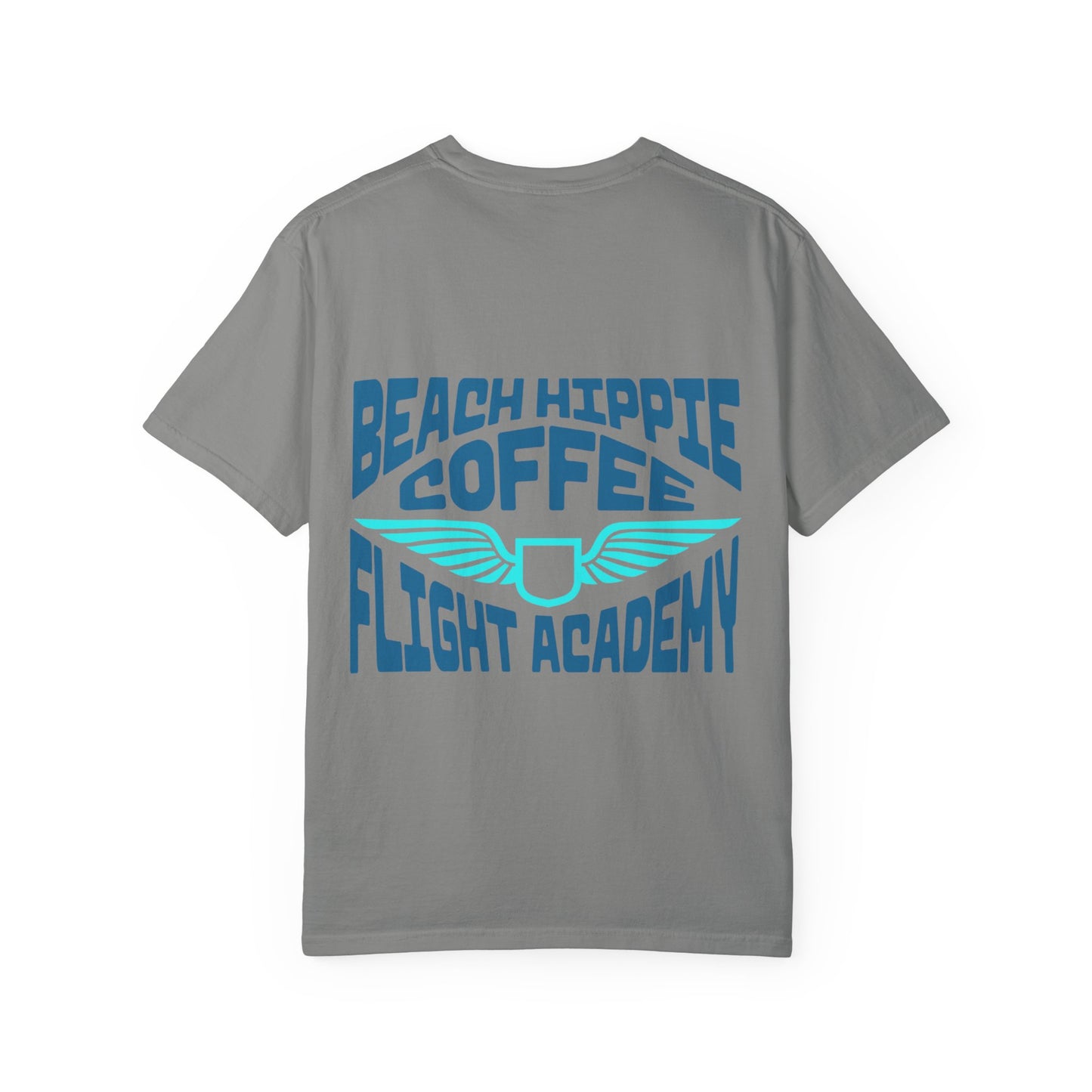 Beach Hippie Coffee Flight Academy T-shirt, Unisex Summer Tee, Cozy Casual Wear, Beach Vibes Shirt, Gift for Coffee Lovers, Vacation Apparel