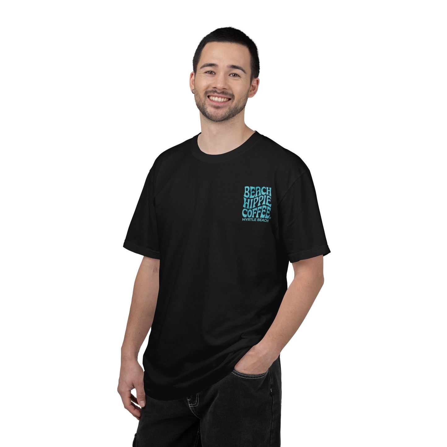 Cat Beach T-Shirt — "Life Is Greater With Unconditional Meow Love" Graphic Tee