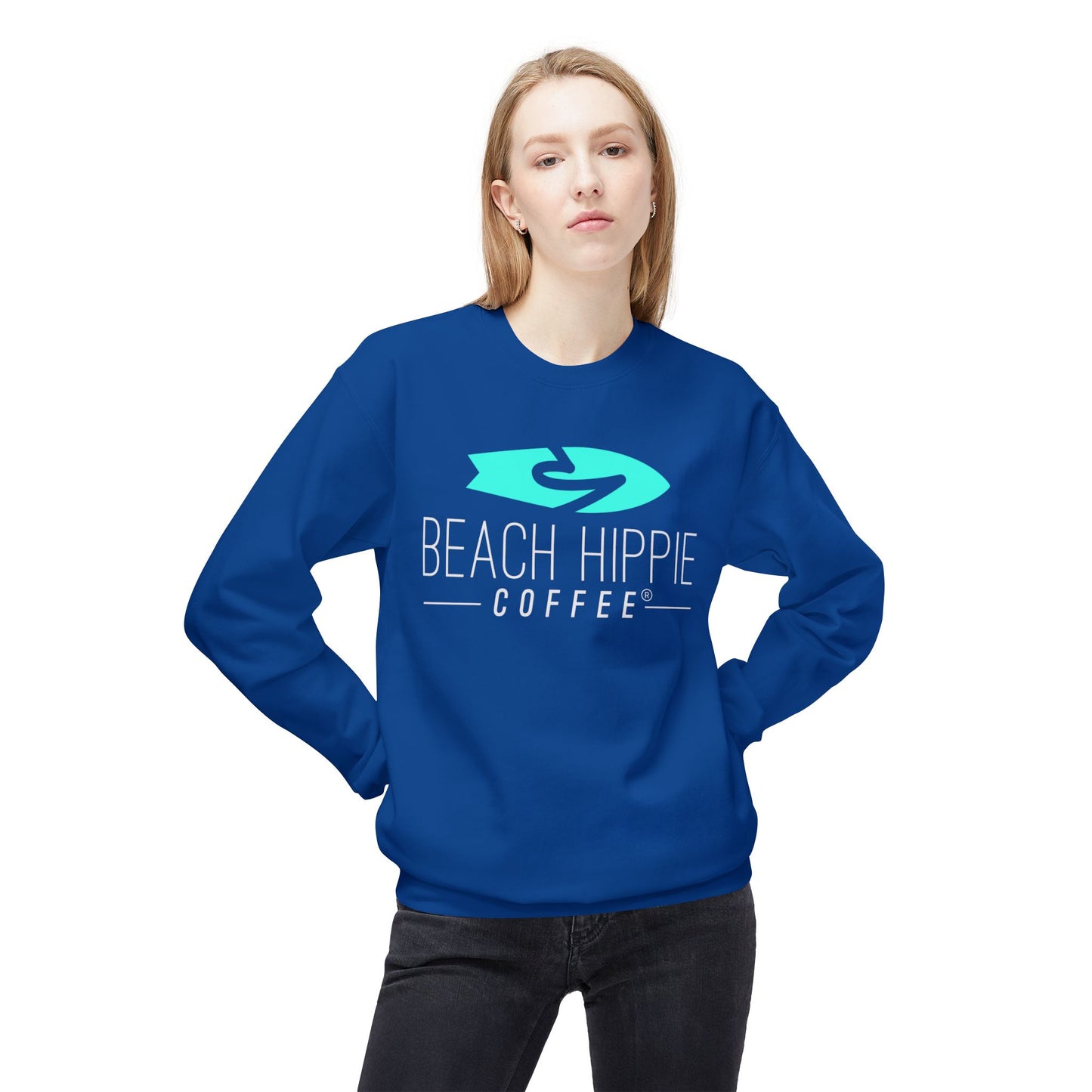 Beach Hippie Coffee Sweatshirt Front with Love Local Back