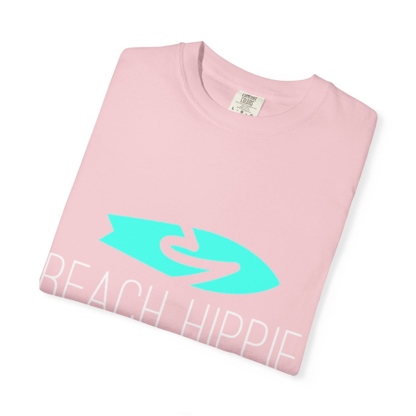 Beach Hippie Coffee Surf Logo T-Shirt — Minimal Turquoise Wave Graphic
