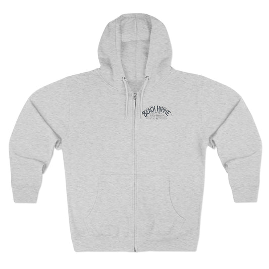 Beach Hippie Zip Hoodie — Vintage Surf Van Sunset Graphic