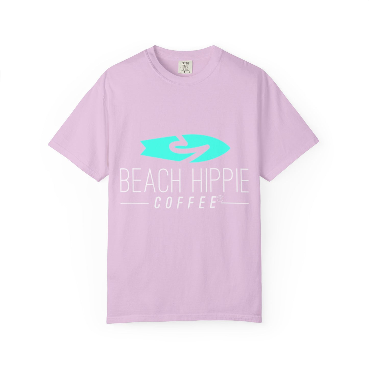 Beach Hippie Coffee Surf Logo T-Shirt — Minimal Turquoise Wave Graphic