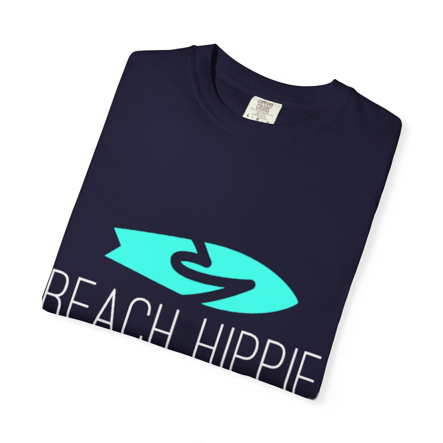 Beach Hippie Coffee Surf Logo T-Shirt — Minimal Turquoise Wave Graphic