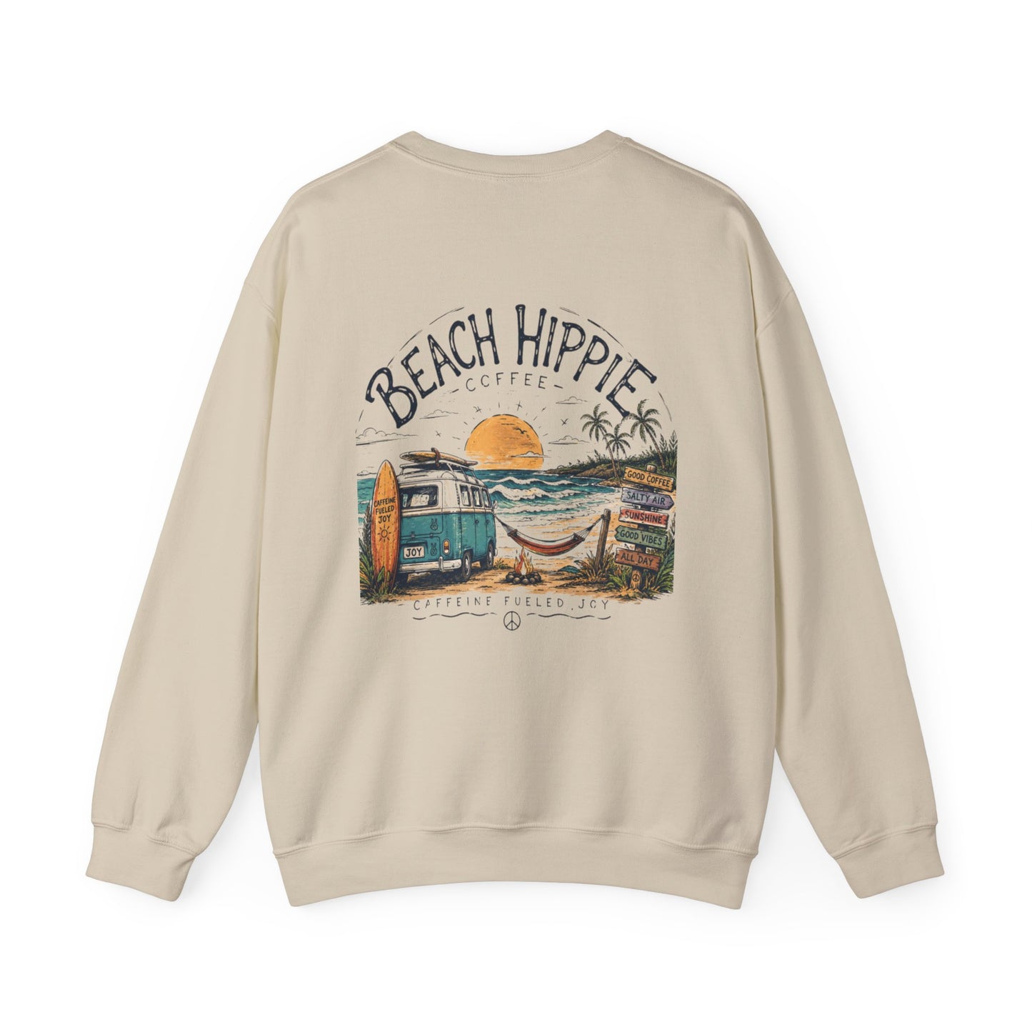 Beach Hippie Crewneck Sweatshirt — Casual Coastal Pullover