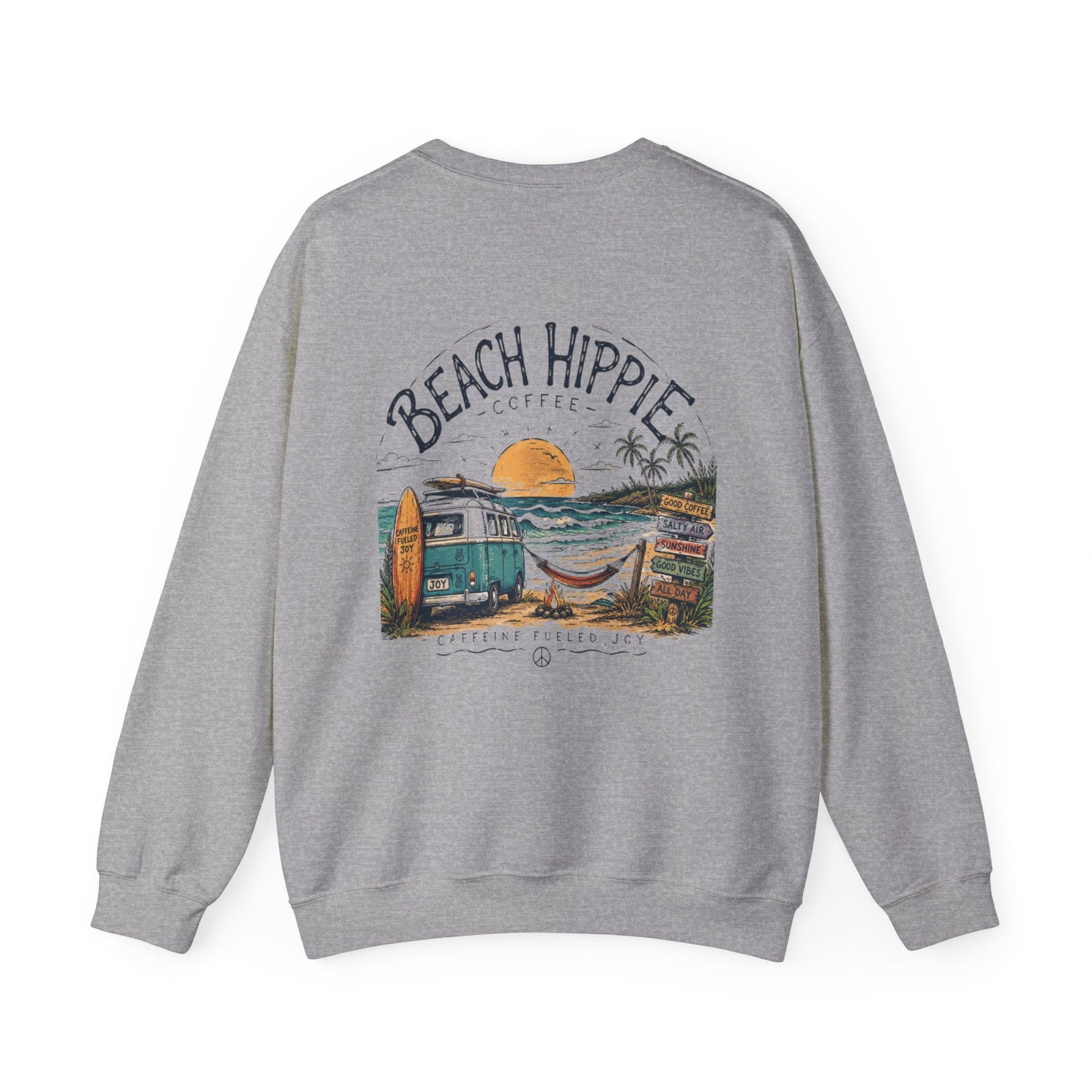 Beach Hippie Crewneck Sweatshirt — Casual Coastal Pullover