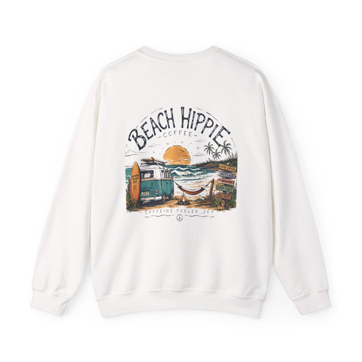 Beach Hippie Crewneck Sweatshirt — Casual Coastal Pullover