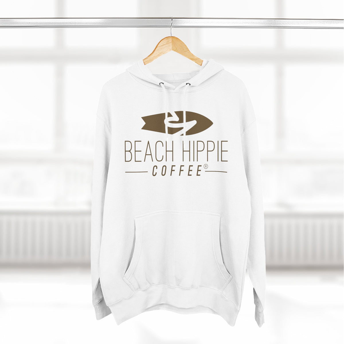 Beach Hippie Coffee Hoodie — "Caffeine Fueled Joy" Vintage Van Pullover