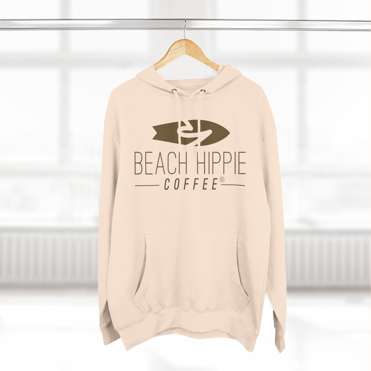 Beach Hippie Coffee Hoodie — "Caffeine Fueled Joy" Vintage Van Pullover