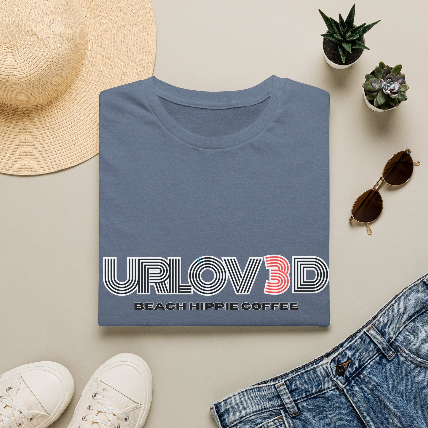 URLOV3D Beach Hippie Coffee T-Shirt