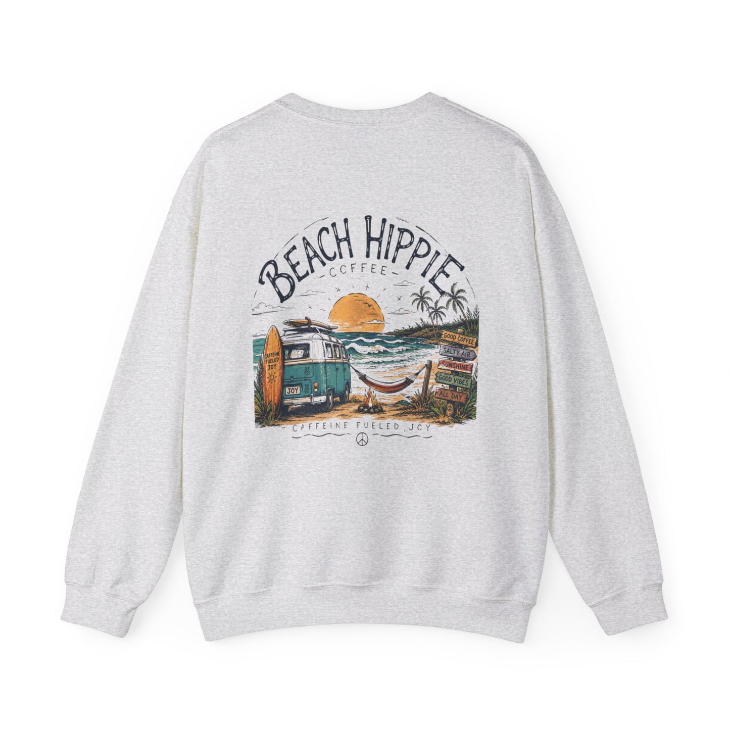Beach Hippie Crewneck Sweatshirt — Casual Coastal Pullover