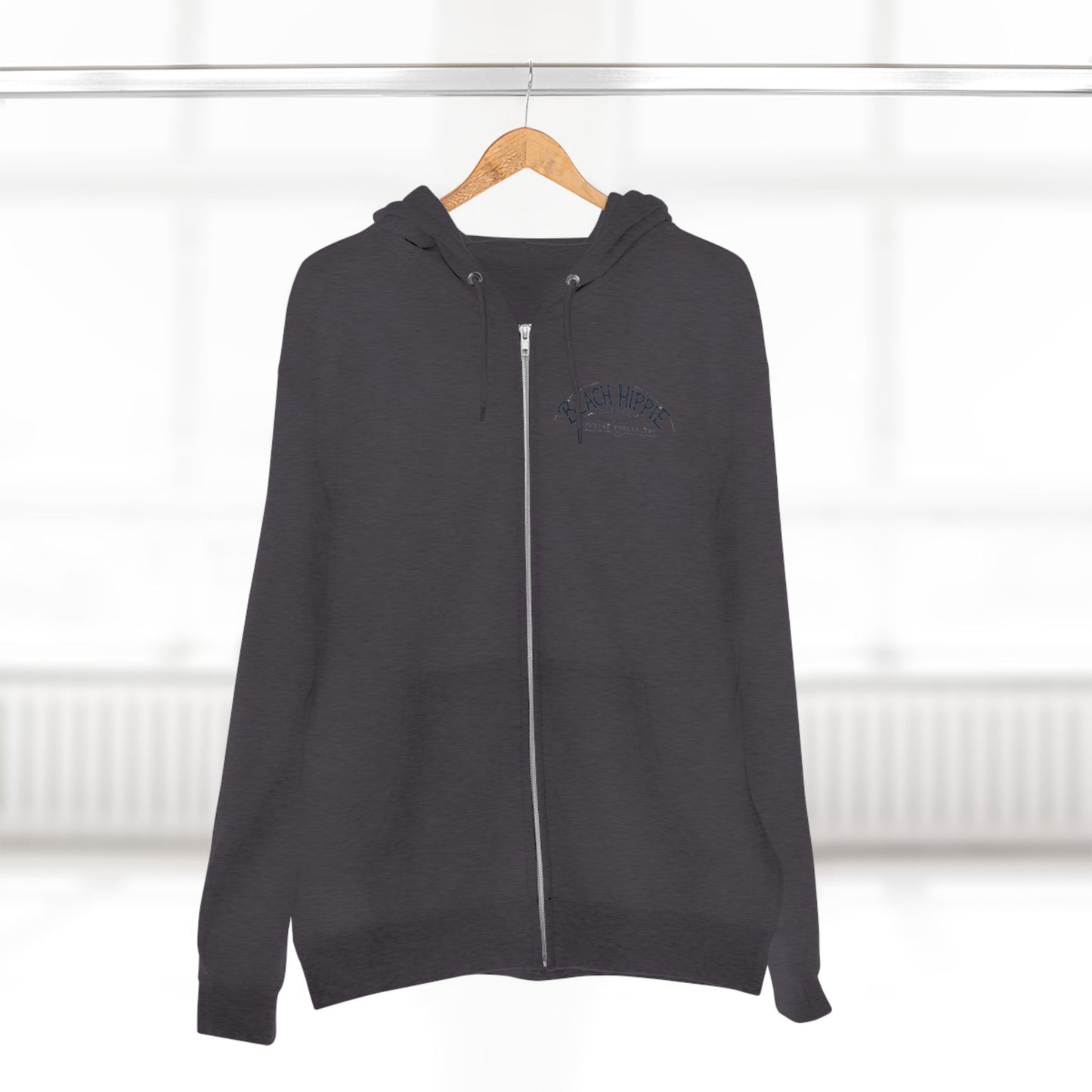 Beach Hippie Zip Hoodie — Vintage Surf Van Sunset Graphic