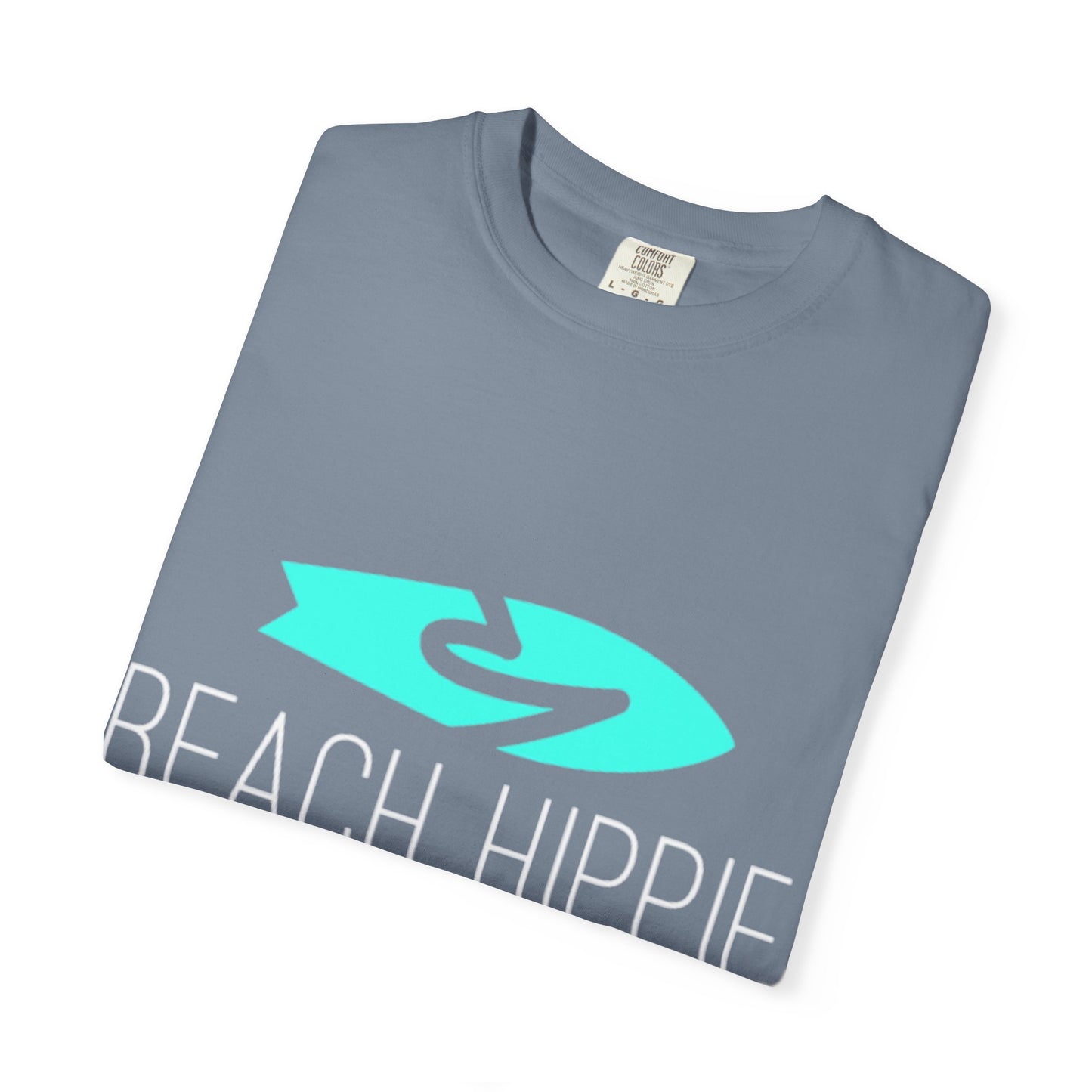 Beach Hippie Coffee Surf Logo T-Shirt — Minimal Turquoise Wave Graphic