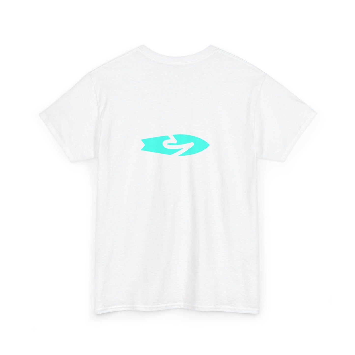 Minimal Aqua Wave Logo Tee — Casual Surf-Inspired Cotton T-Shirt