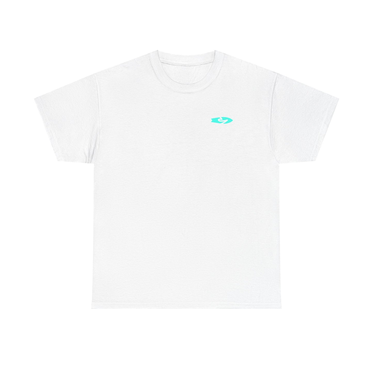 Minimal Aqua Wave Logo Tee — Casual Surf-Inspired Cotton T-Shirt