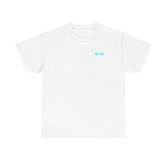 Minimal Aqua Wave Logo Tee — Casual Surf-Inspired Cotton T-Shirt