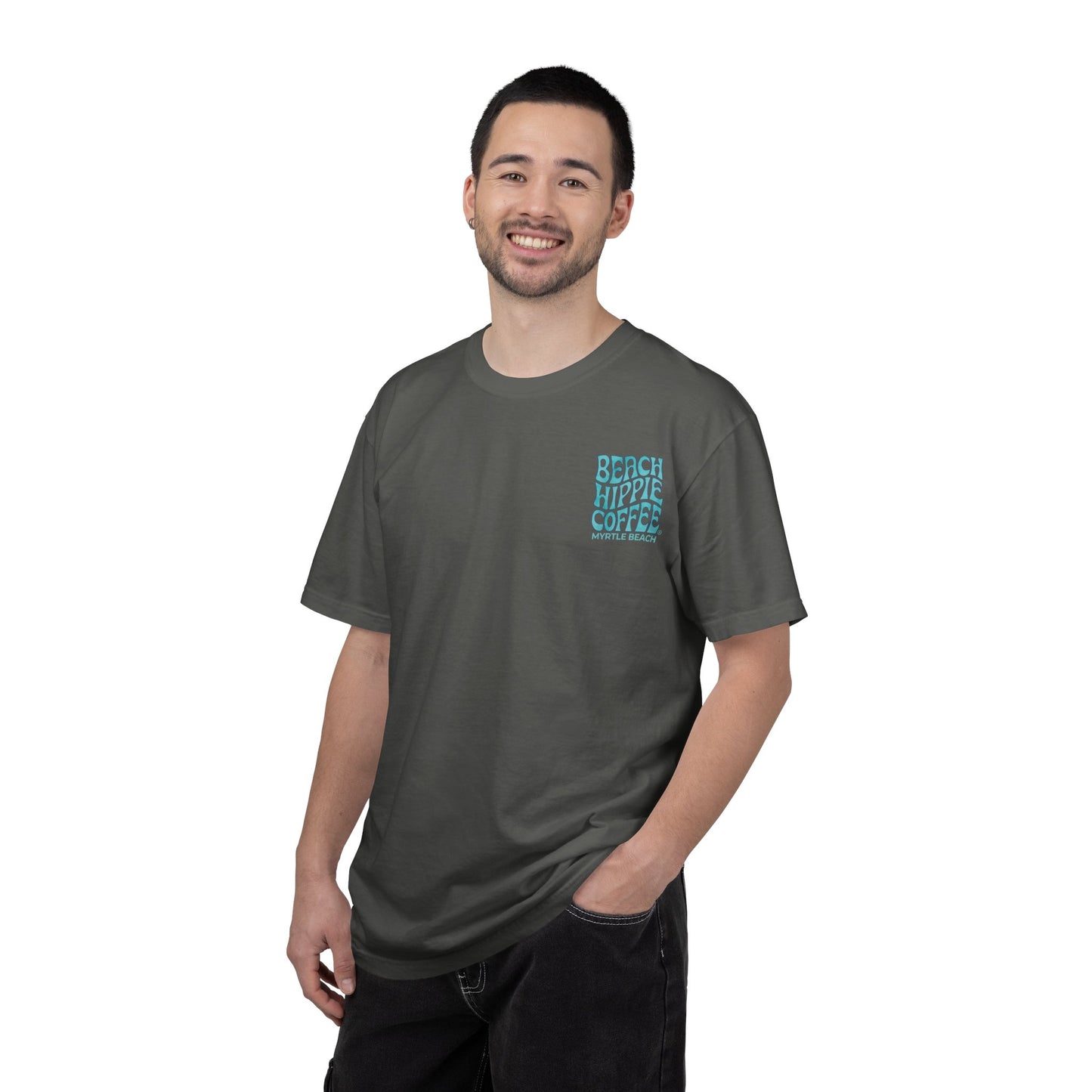 Cat Beach T-Shirt — "Life Is Greater With Unconditional Meow Love" Graphic Tee
