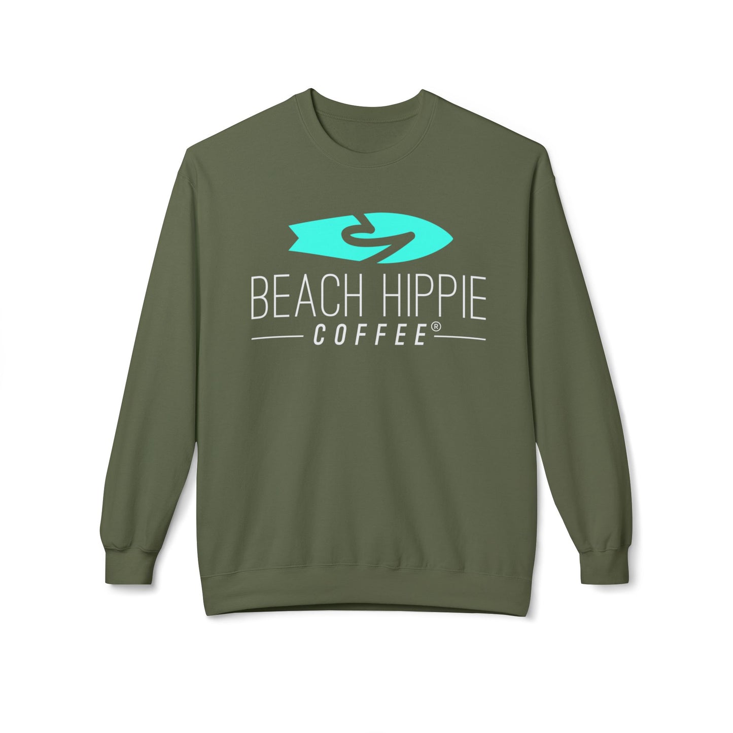 Beach Hippie Coffee Sweatshirt Front with Love Local Back