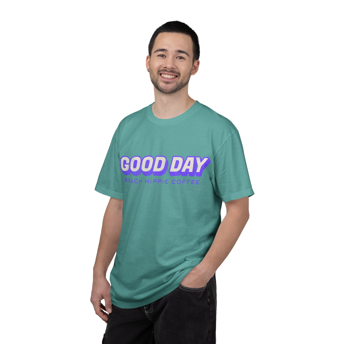 Good Day Graphic T-Shirt — "Today... I Am" Inspirational Beach Coffee Tee