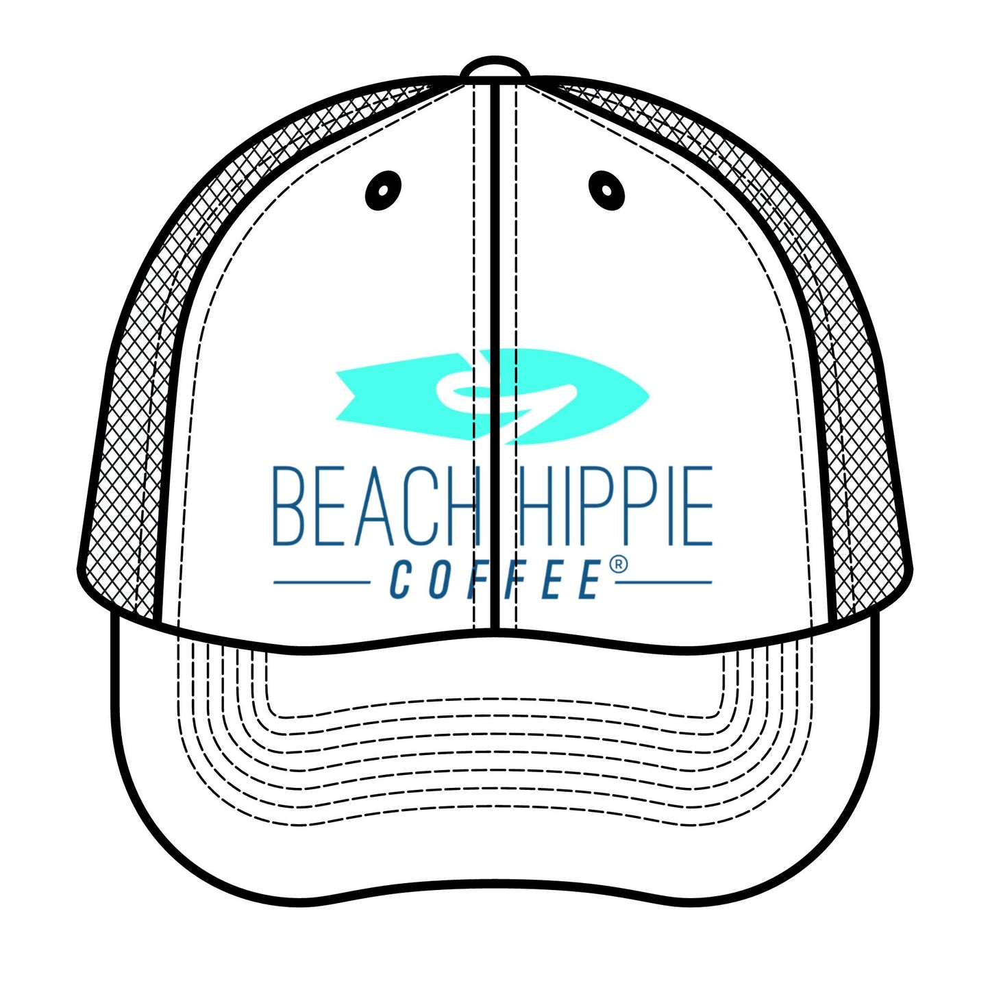 Beach Hippie Trucker Hat – Retro Style for Coffee Lovers