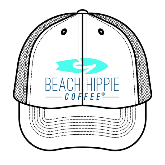 Beach Hippie Trucker Hat – Retro Style for Coffee Lovers