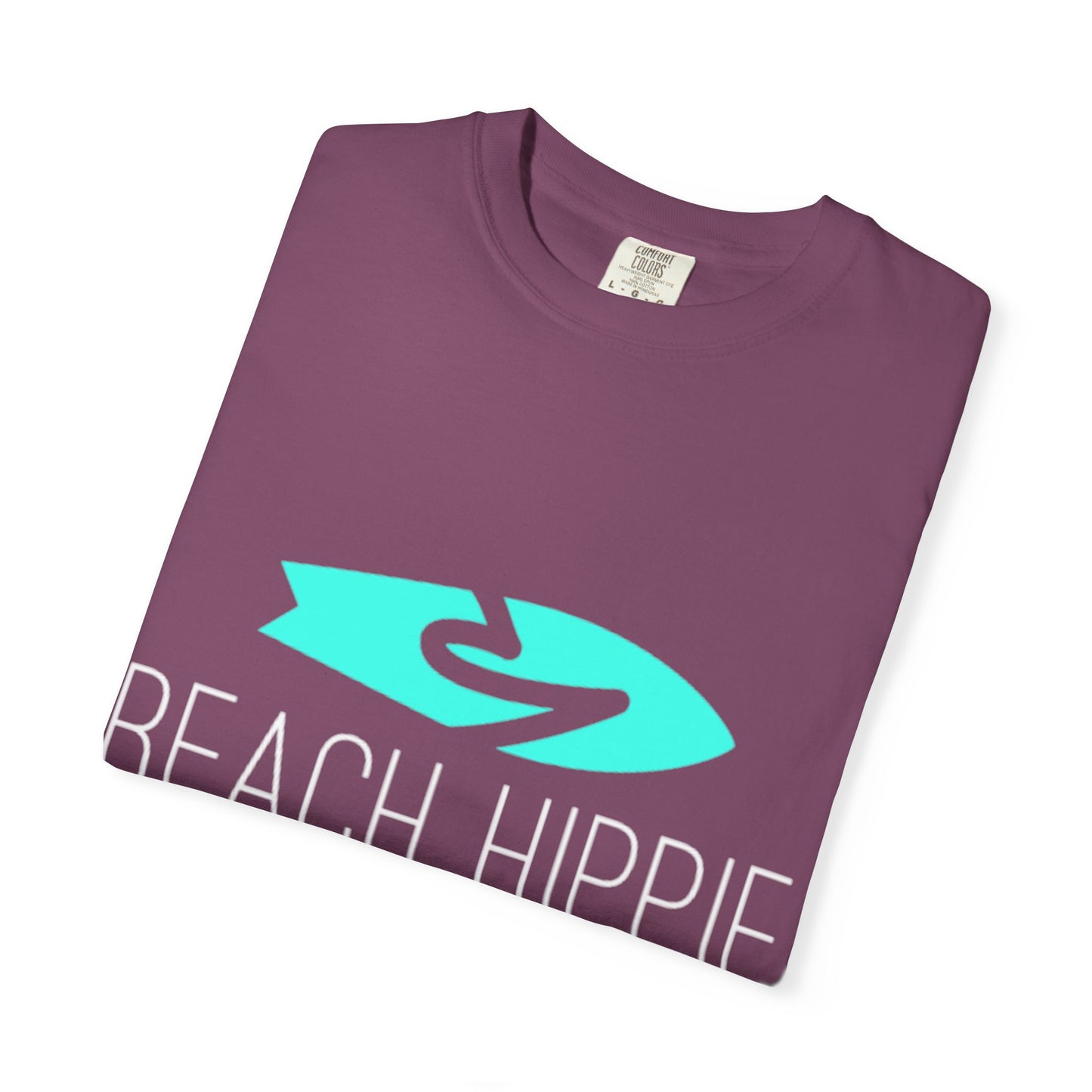 Beach Hippie Coffee Surf Logo T-Shirt — Minimal Turquoise Wave Graphic