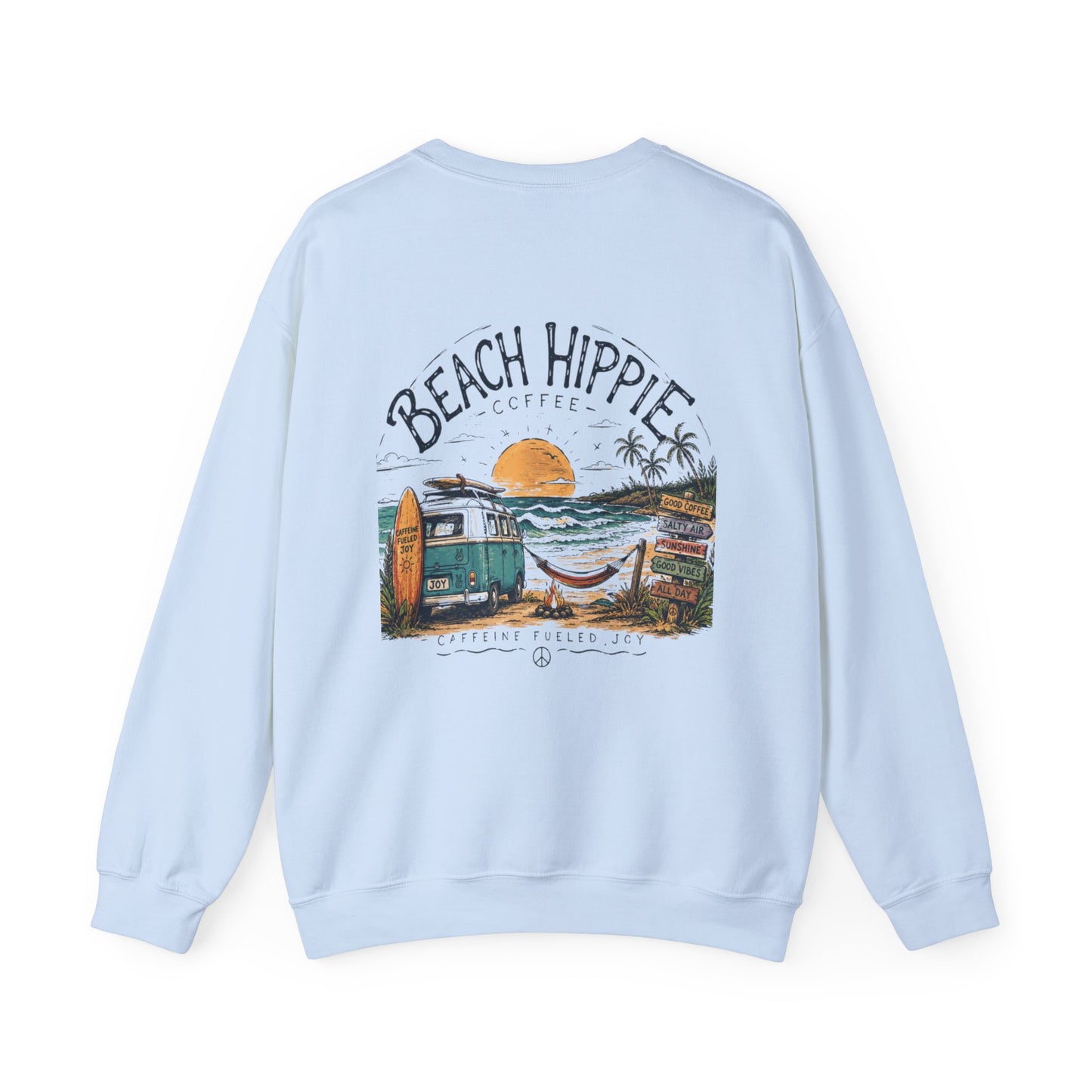Beach Hippie Crewneck Sweatshirt — Casual Coastal Pullover