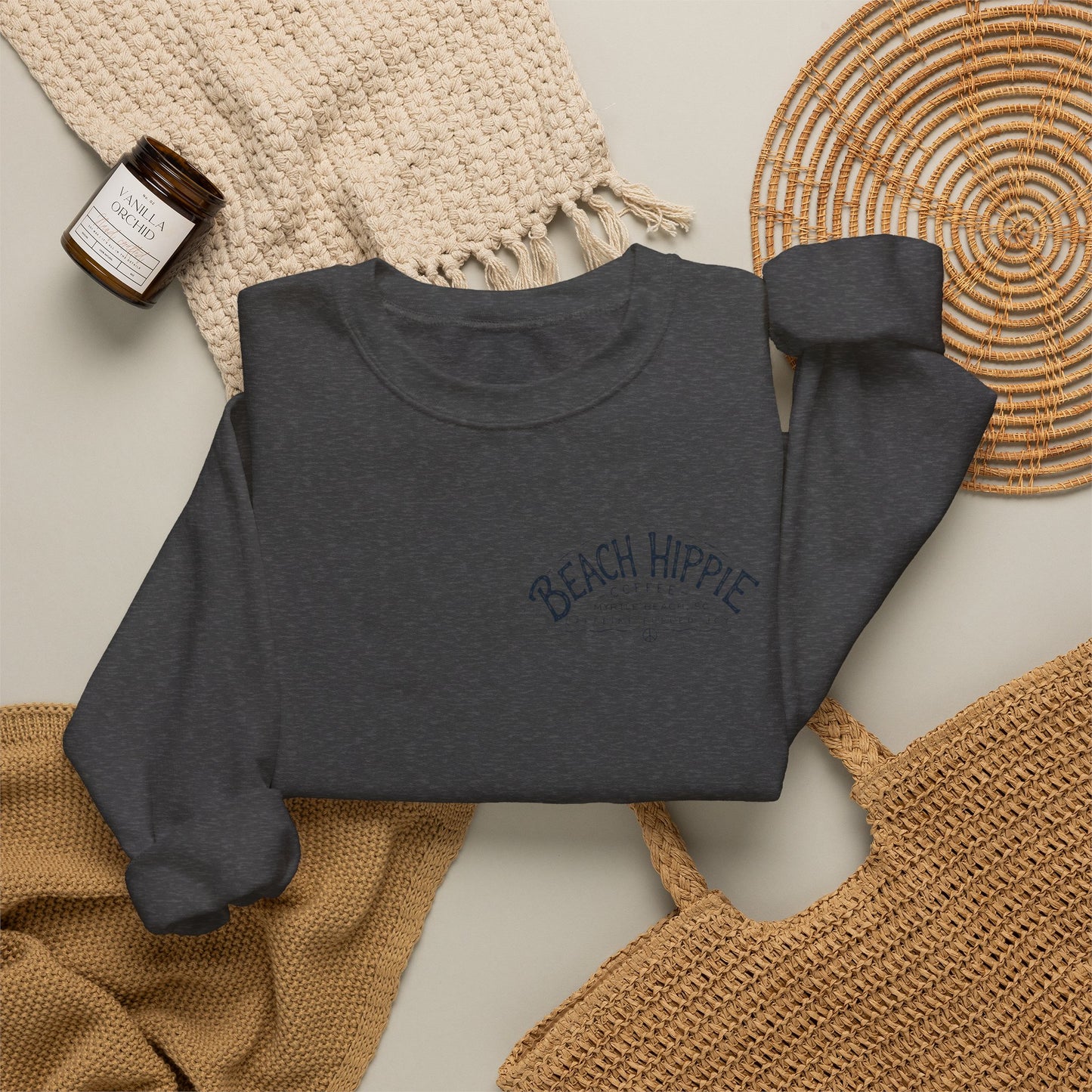 Beach Hippie Crewneck Sweatshirt — Casual Coastal Pullover