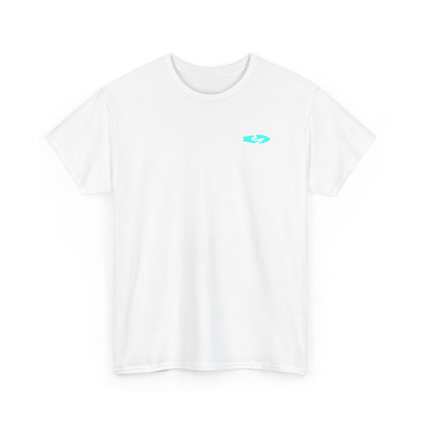Minimal Aqua Wave Logo Tee — Casual Surf-Inspired Cotton T-Shirt