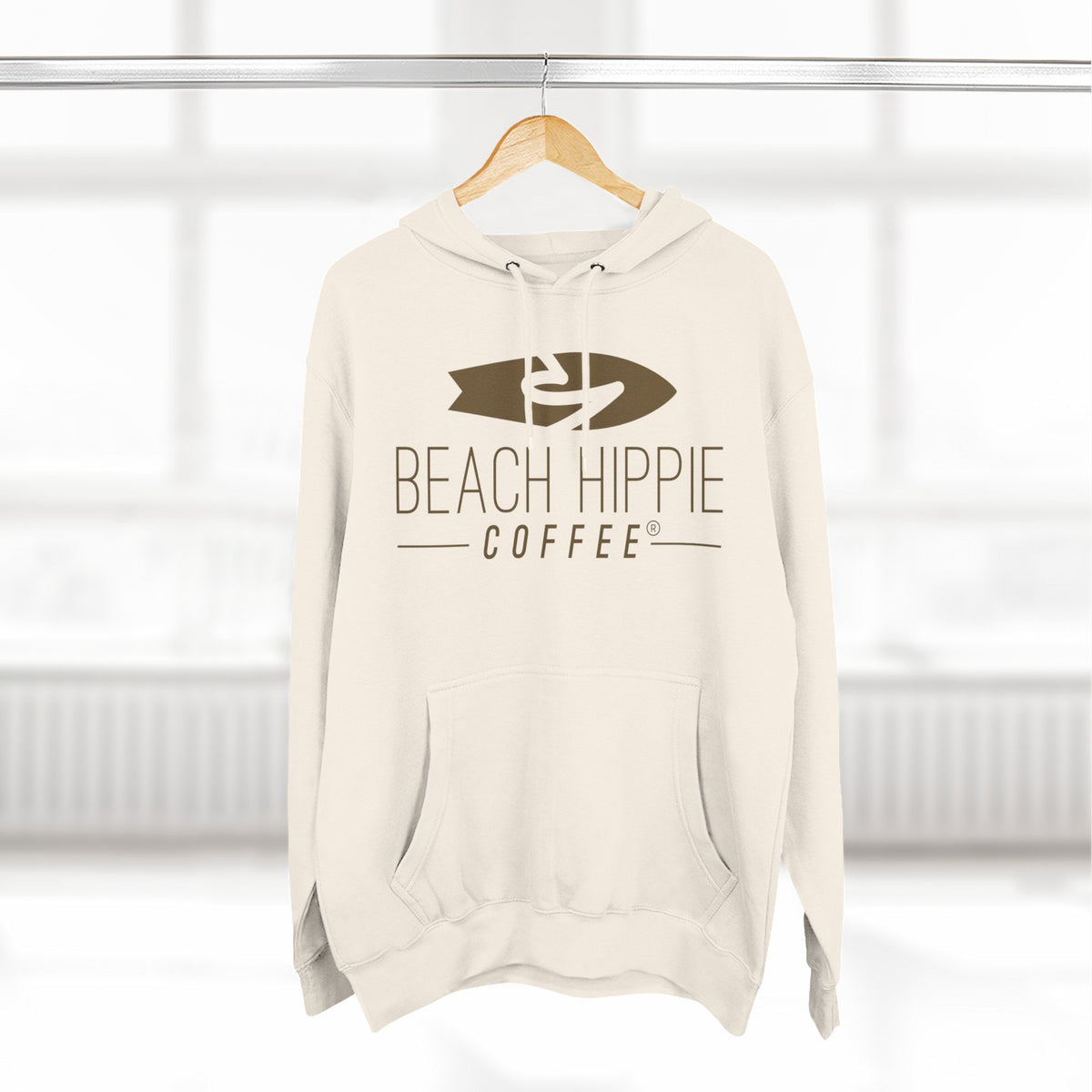 Beach Hippie Coffee Hoodie — "Caffeine Fueled Joy" Vintage Van Pullover