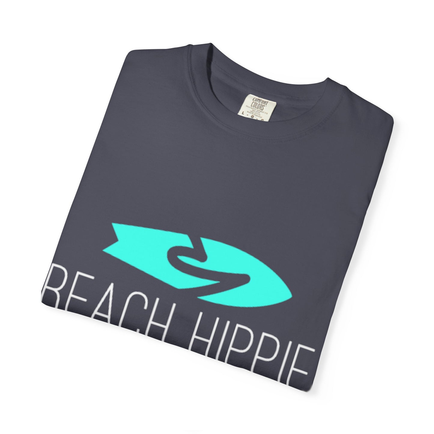 Beach Hippie Coffee Surf Logo T-Shirt — Minimal Turquoise Wave Graphic