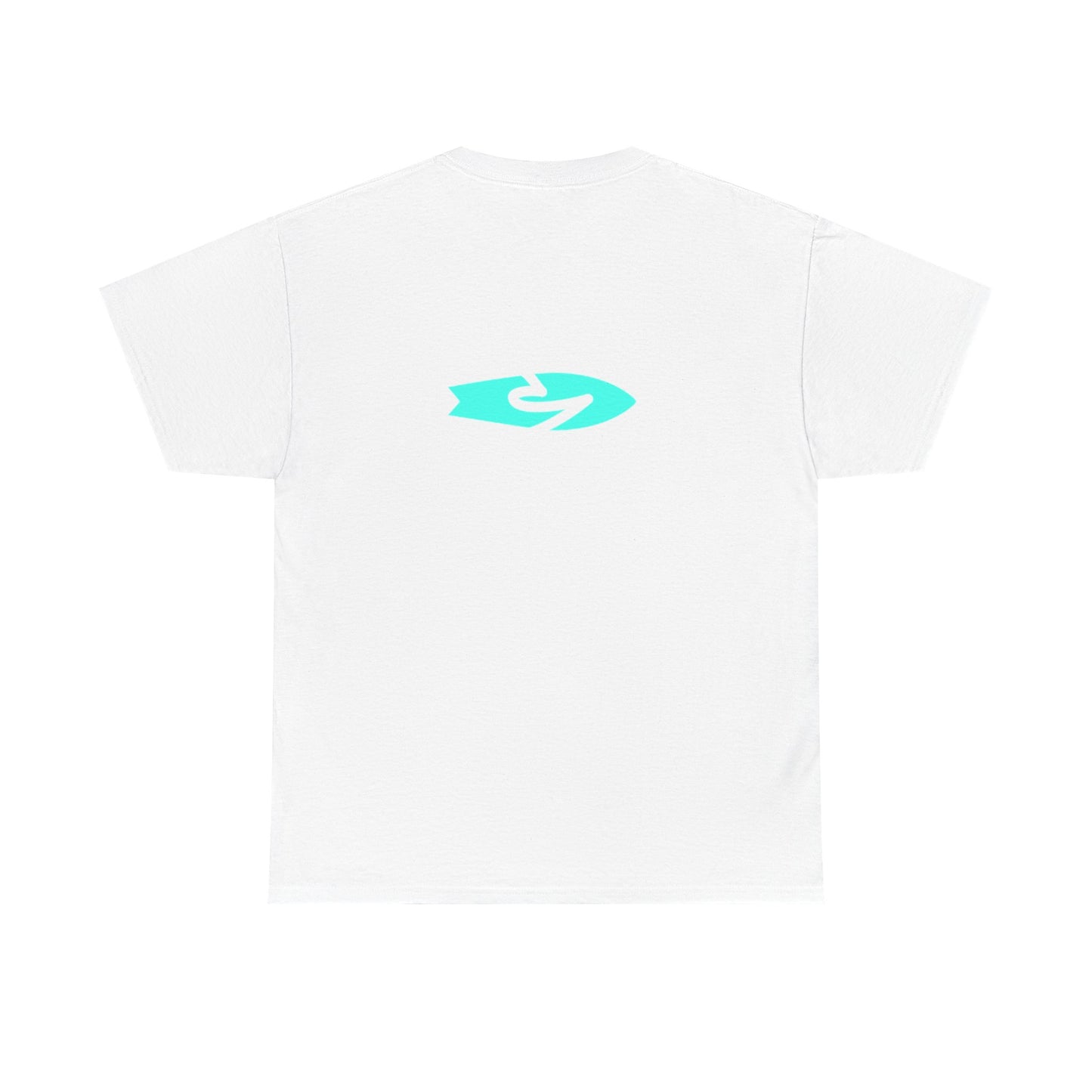 Minimal Aqua Wave Logo Tee — Casual Surf-Inspired Cotton T-Shirt