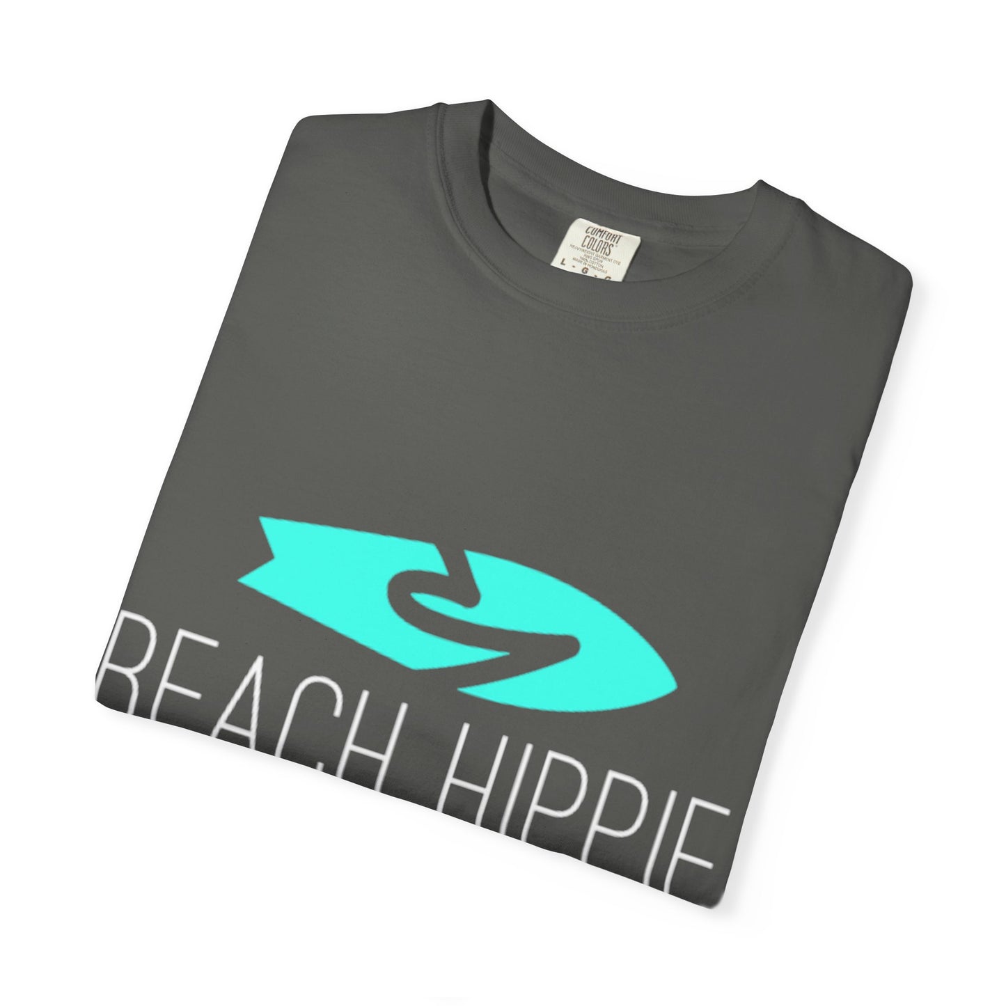 Beach Hippie Coffee Surf Logo T-Shirt — Minimal Turquoise Wave Graphic