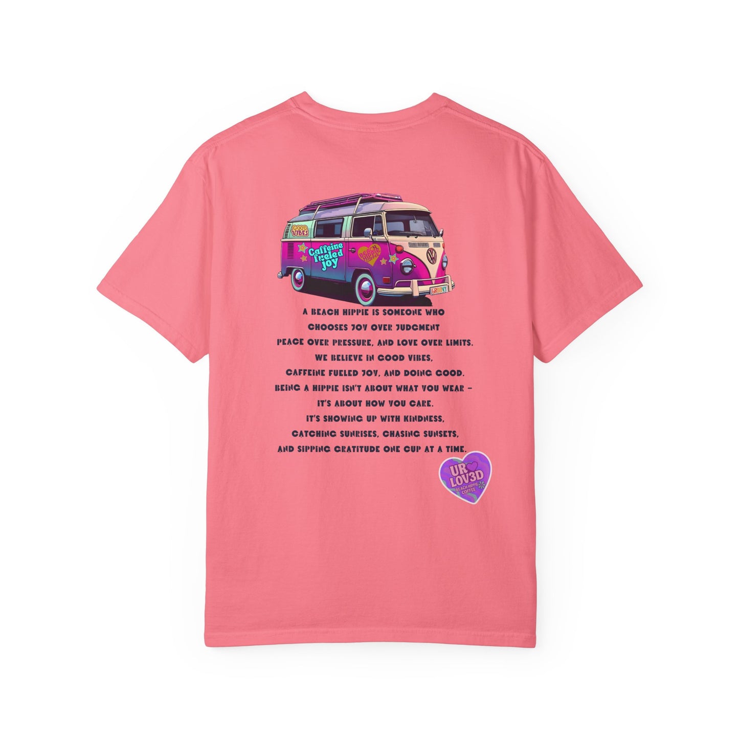 Beach Hippie Coffee T-Shirt — 'Beach Hippie' VW Bus & Manifesto