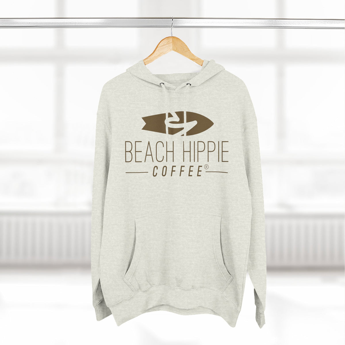 Beach Hippie Coffee Hoodie — "Caffeine Fueled Joy" Vintage Van Pullover