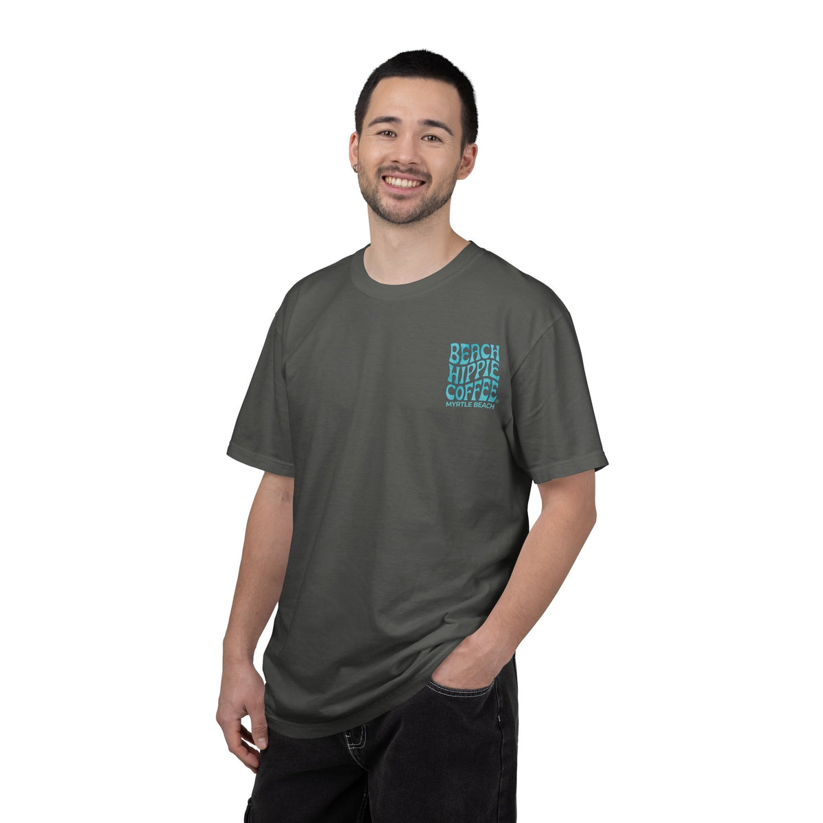 Cat Beach T-Shirt — "Life Is Greater With Unconditional Meow Love" Graphic Tee