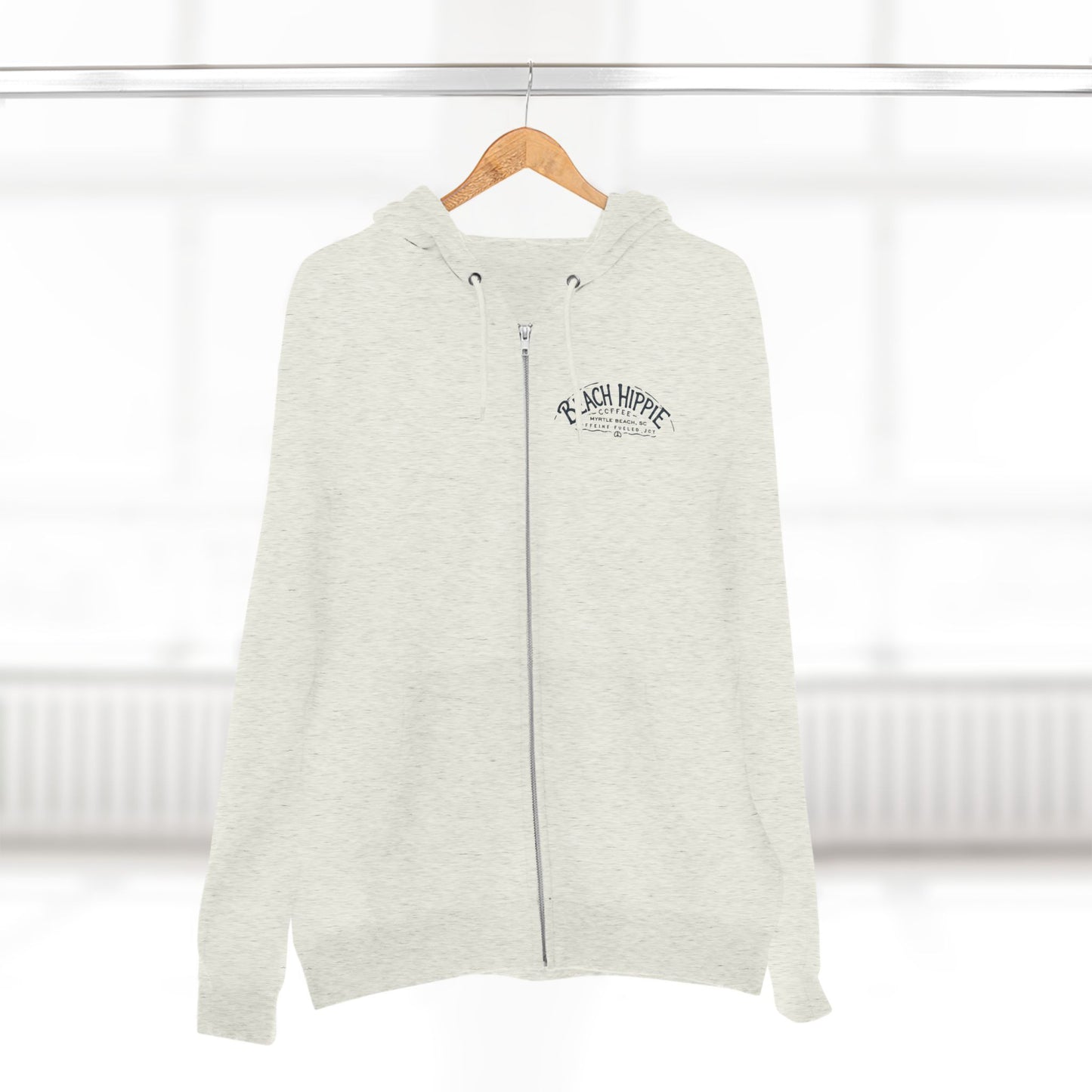 Beach Hippie Zip Hoodie — Vintage Surf Van Sunset Graphic