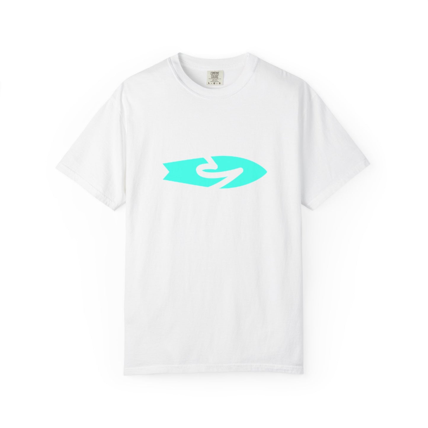 Beach Hippie Coffee Surf Logo T-Shirt — Minimal Turquoise Wave Graphic