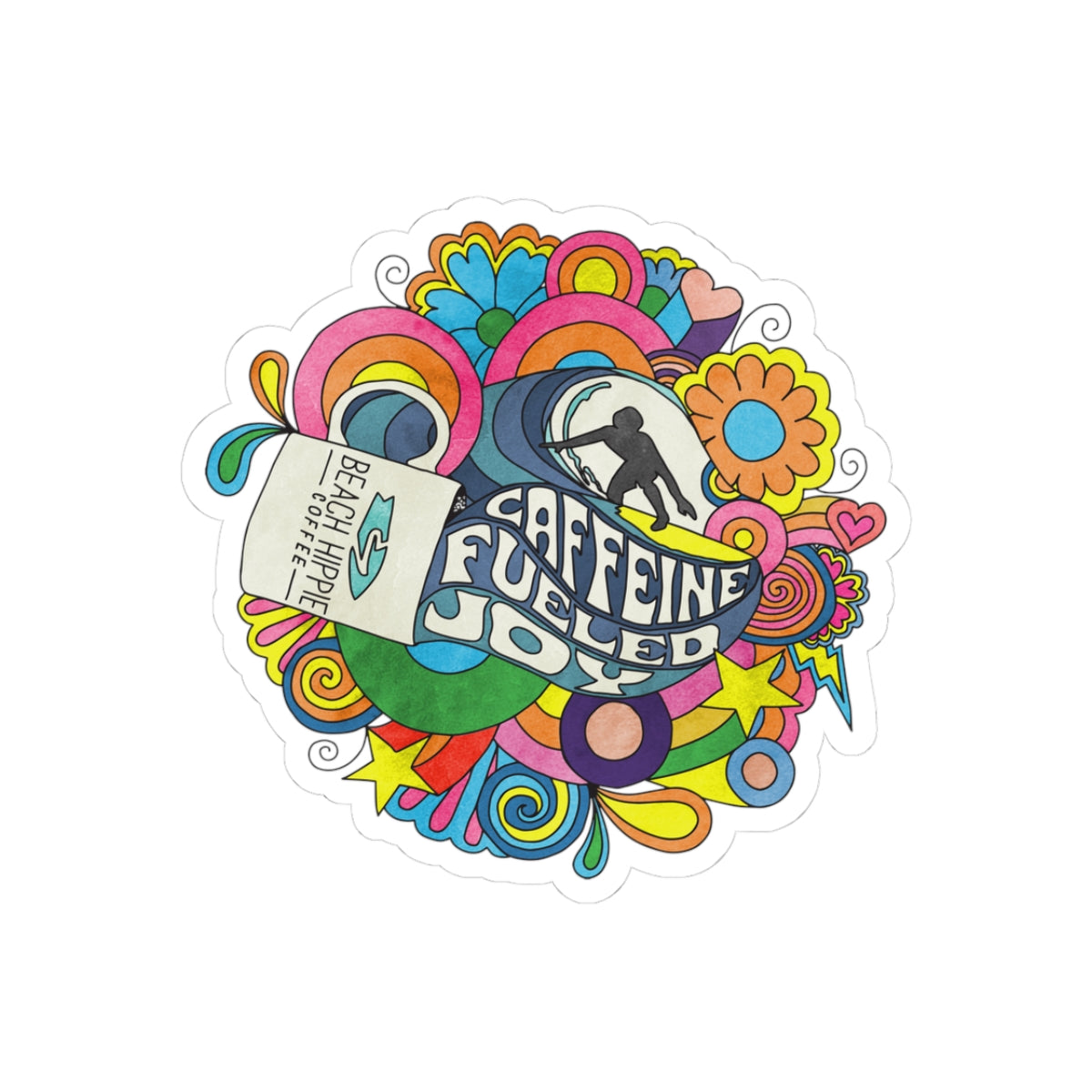 Caffeine-Fueled Joy Sticker — Kiss-Cut