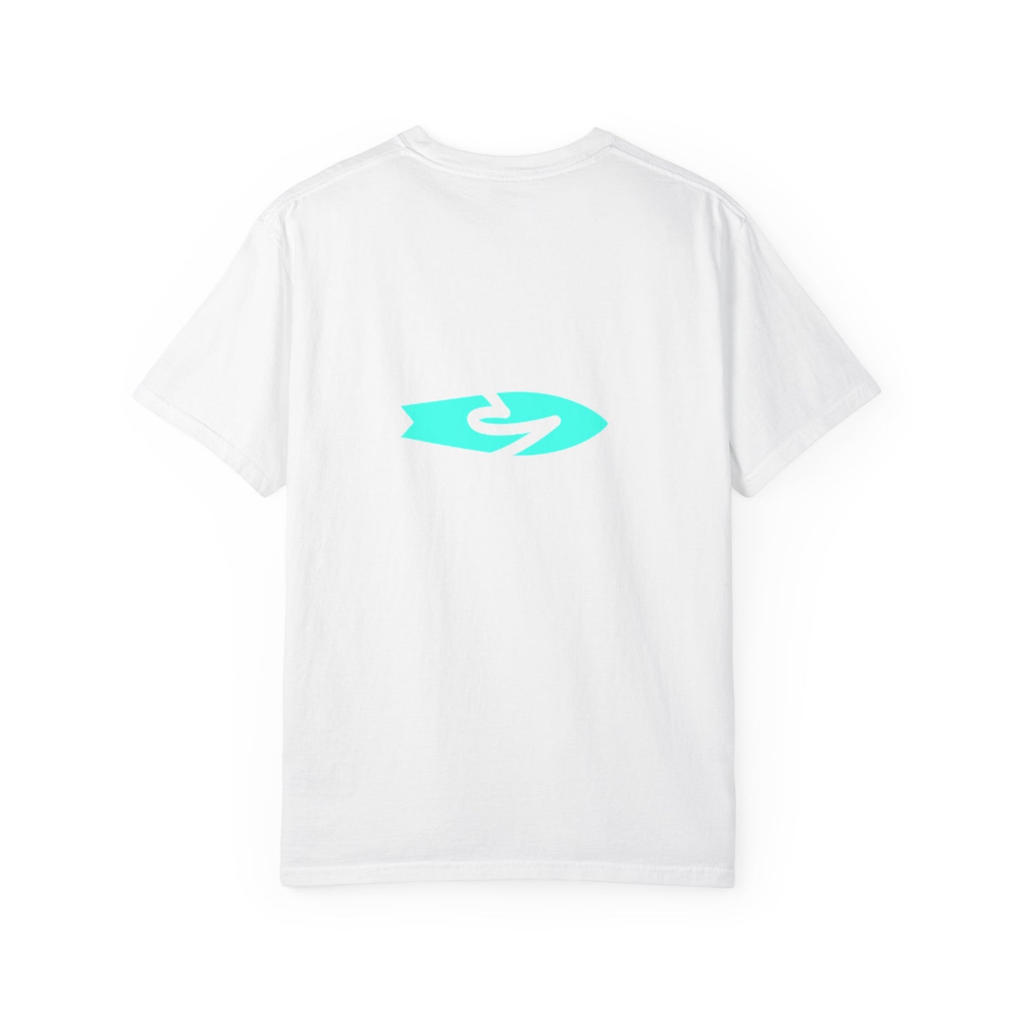 Beach Hippie Coffee Surf Logo T-Shirt — Minimal Turquoise Wave Graphic