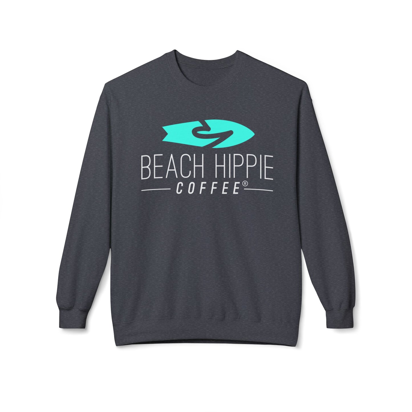 Beach Hippie Coffee Sweatshirt Front with Love Local Back